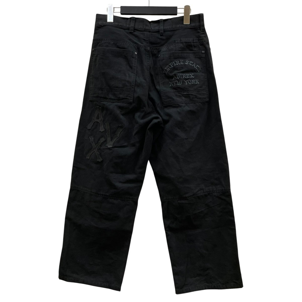 AVIREX LEATHER PATCH DUCK DOUBLE KNEE PANTSコットン ワイドデニムパンツ783-6110013 古着・中古-2枚目のアイテム画像