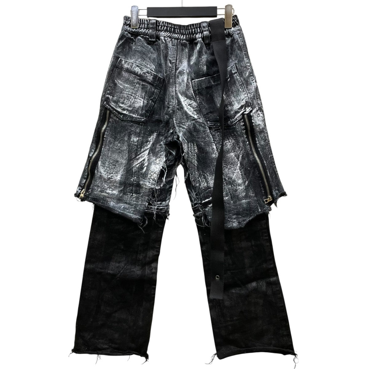 RICH Smoke Denim Layered Jeansペイント加工 レイヤード コットン デニムパンツ ワイドパンツ 古着・中古-2枚目のアイテム画像