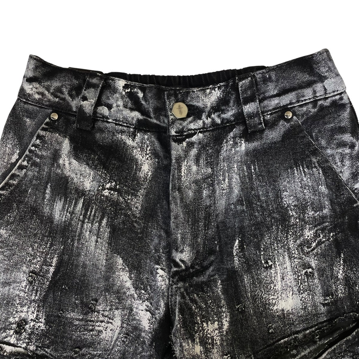 RICH Smoke Denim Layered Jeansペイント加工 レイヤード コットン デニムパンツ ワイドパンツ 古着・中古-3枚目のアイテム画像