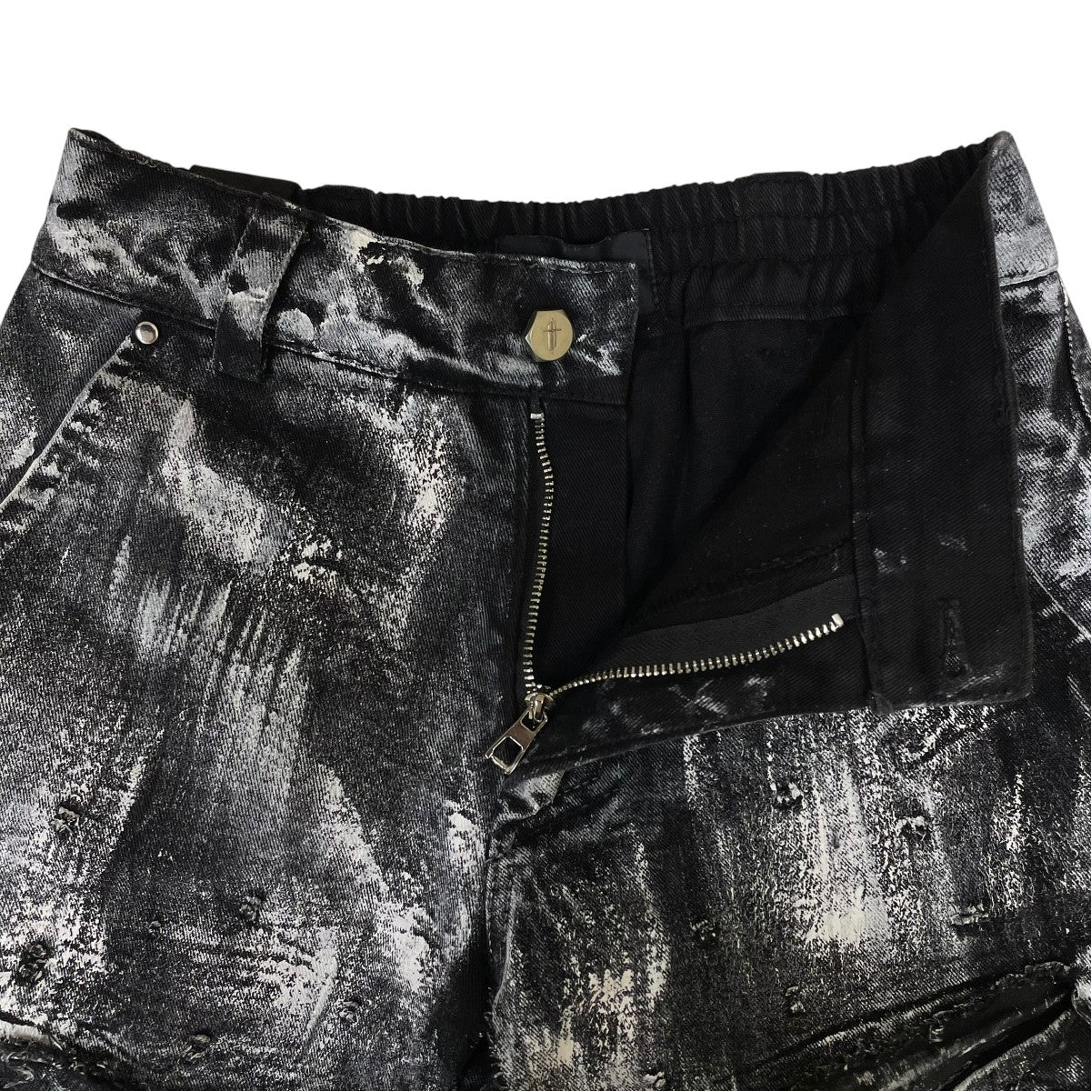 RICH Smoke Denim Layered Jeansペイント加工 レイヤード コットン デニムパンツ ワイドパンツ 古着・中古-4枚目のアイテム画像
