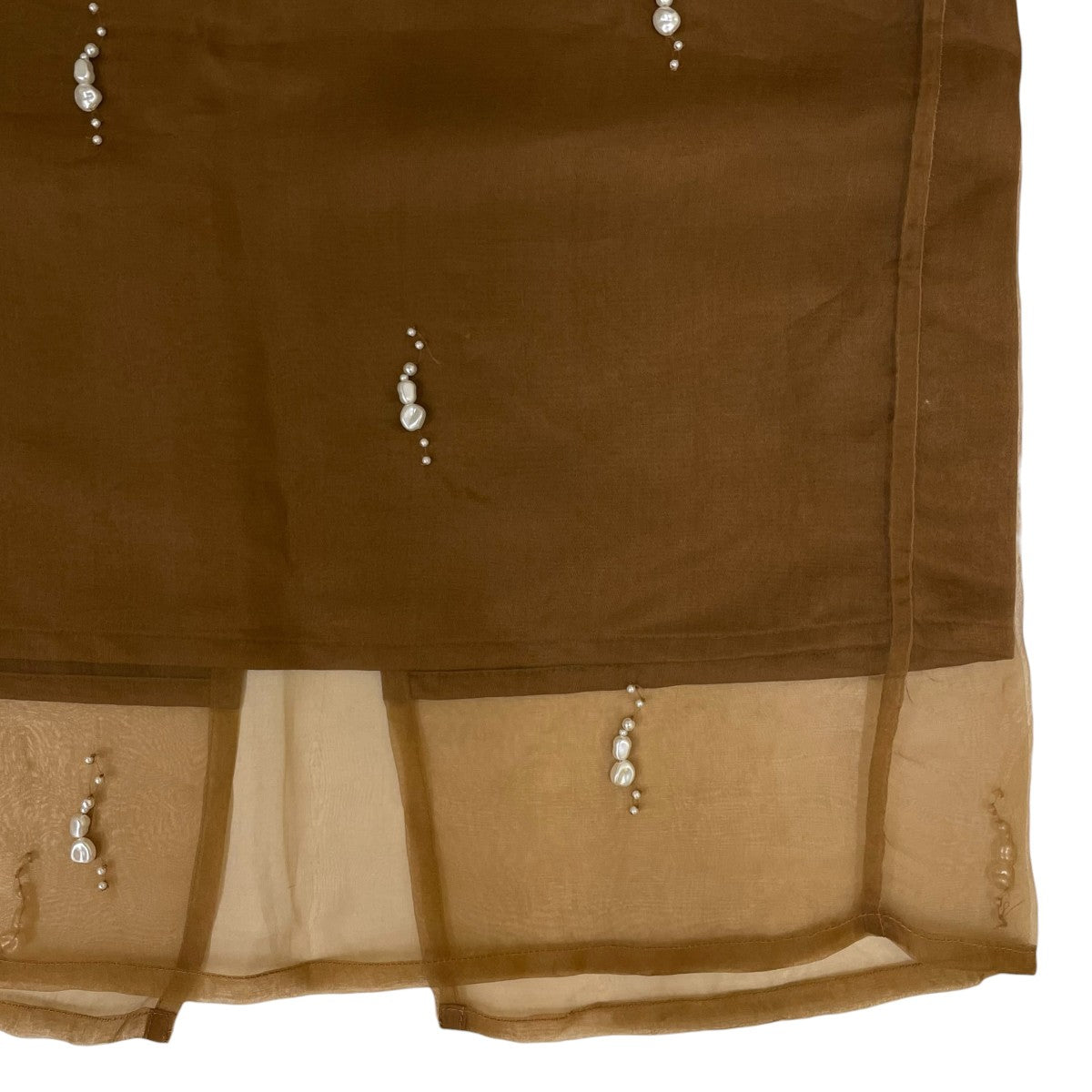 ROHE Pearl-Embellished Organza Skirt パール エンベリッシュ オルガンザ スカートコットン 膝丈スカート 古着・中古-4枚目のアイテム画像