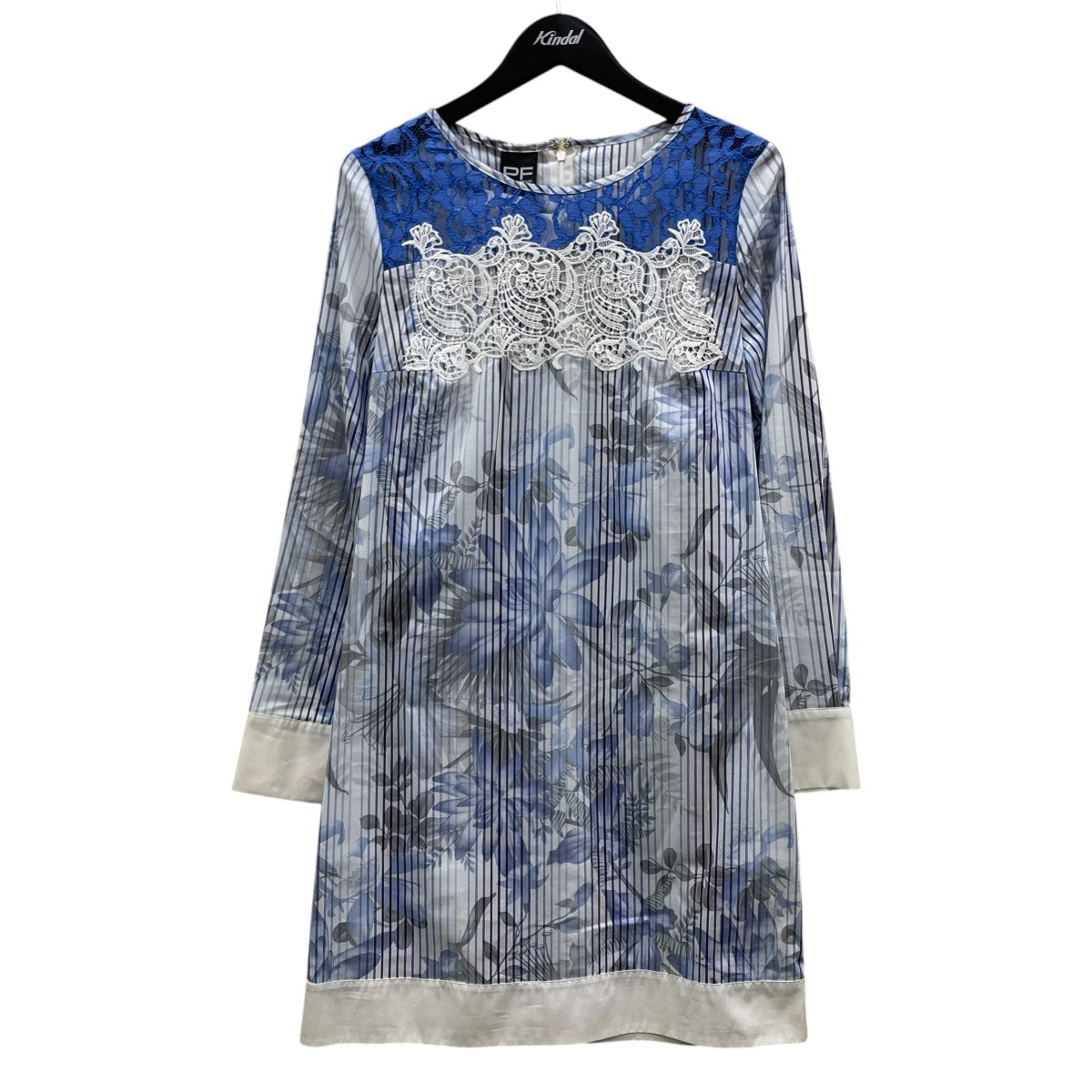 PADLA FRANI ストライプ柄 花 グラフィックプリント 膝丈ワンピース 古着・中古-1枚目のアイテム画像