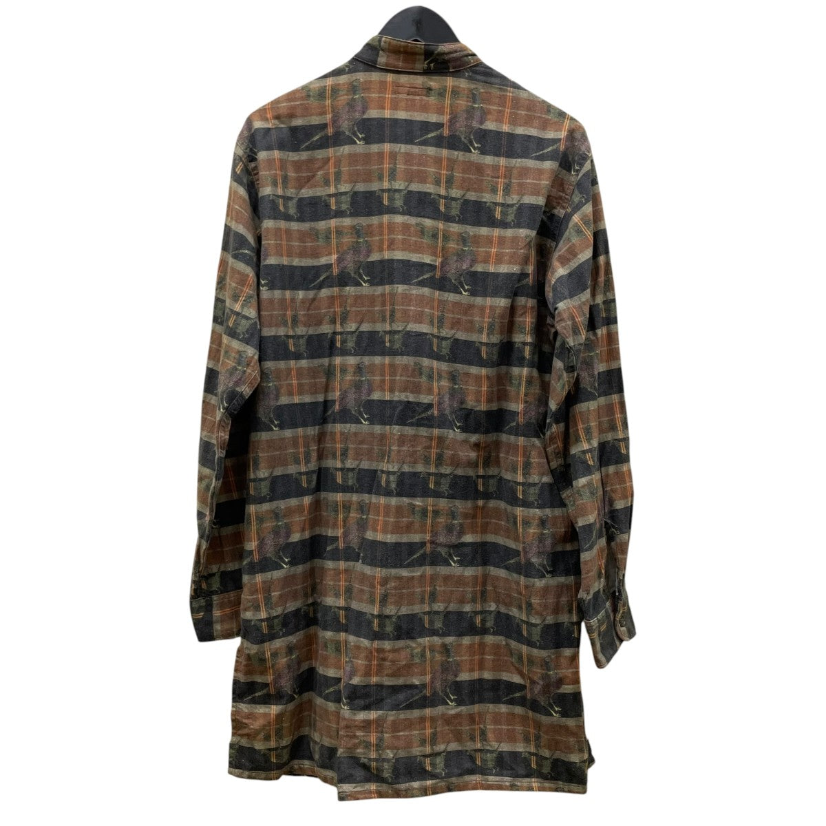 Engineered Garments 14AWLong Dayton Shirtチェック柄 プリント コットン バンドカラーロングシャツ 古着・中古-2枚目のアイテム画像