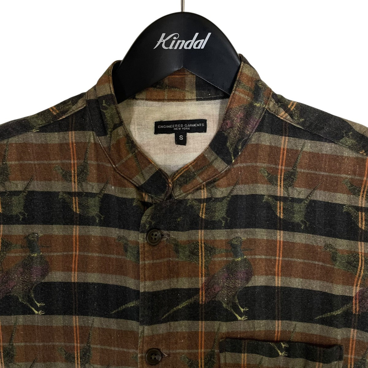 Engineered Garments 14AWLong Dayton Shirtチェック柄 プリント コットン バンドカラーロングシャツ 古着・中古-3枚目のアイテム画像