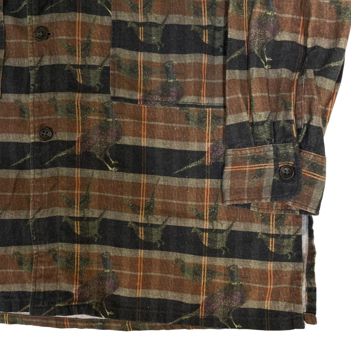 Engineered Garments 14AWLong Dayton Shirtチェック柄 プリント コットン バンドカラーロングシャツ 古着・中古-4枚目のアイテム画像