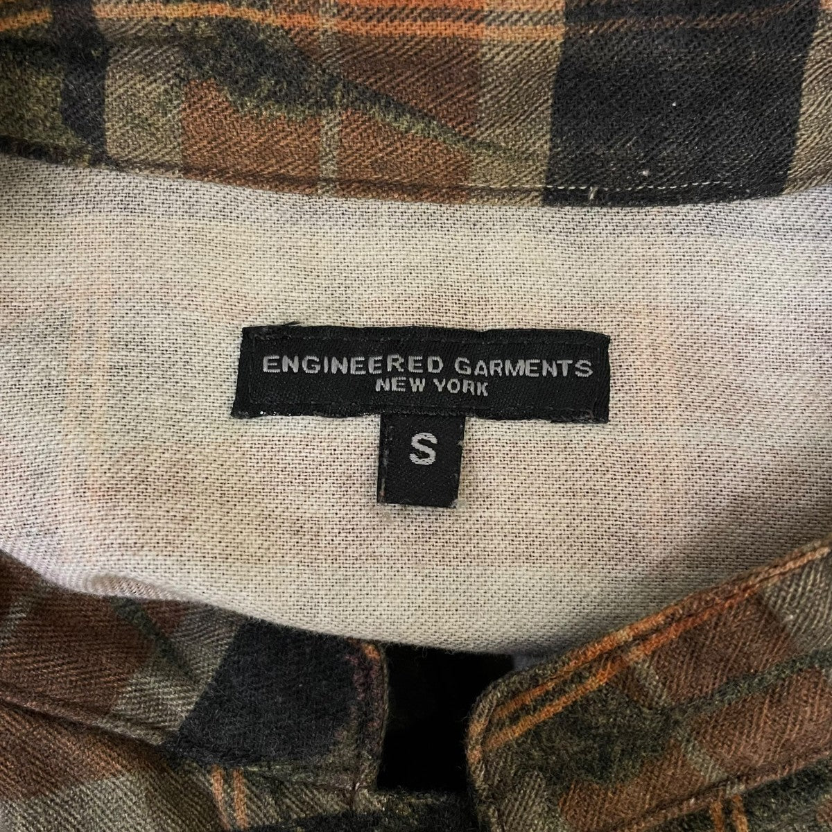 Engineered Garments 14AWLong Dayton Shirtチェック柄 プリント コットン バンドカラーロングシャツ 古着・中古-5枚目のアイテム画像