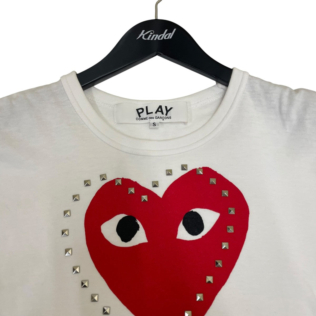 PLAY COMME des GARCONS AD2024 7 With Red Heart Emblem X Black Studs WhiteTシャツAX T803 古着・中古-3枚目のアイテム画像