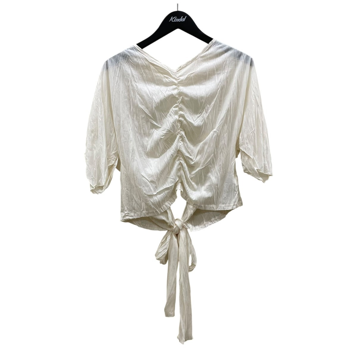 CRINKLE-FIN KNOT TOPSシワ加工 半袖ブラウス5KIE CRCL 0003