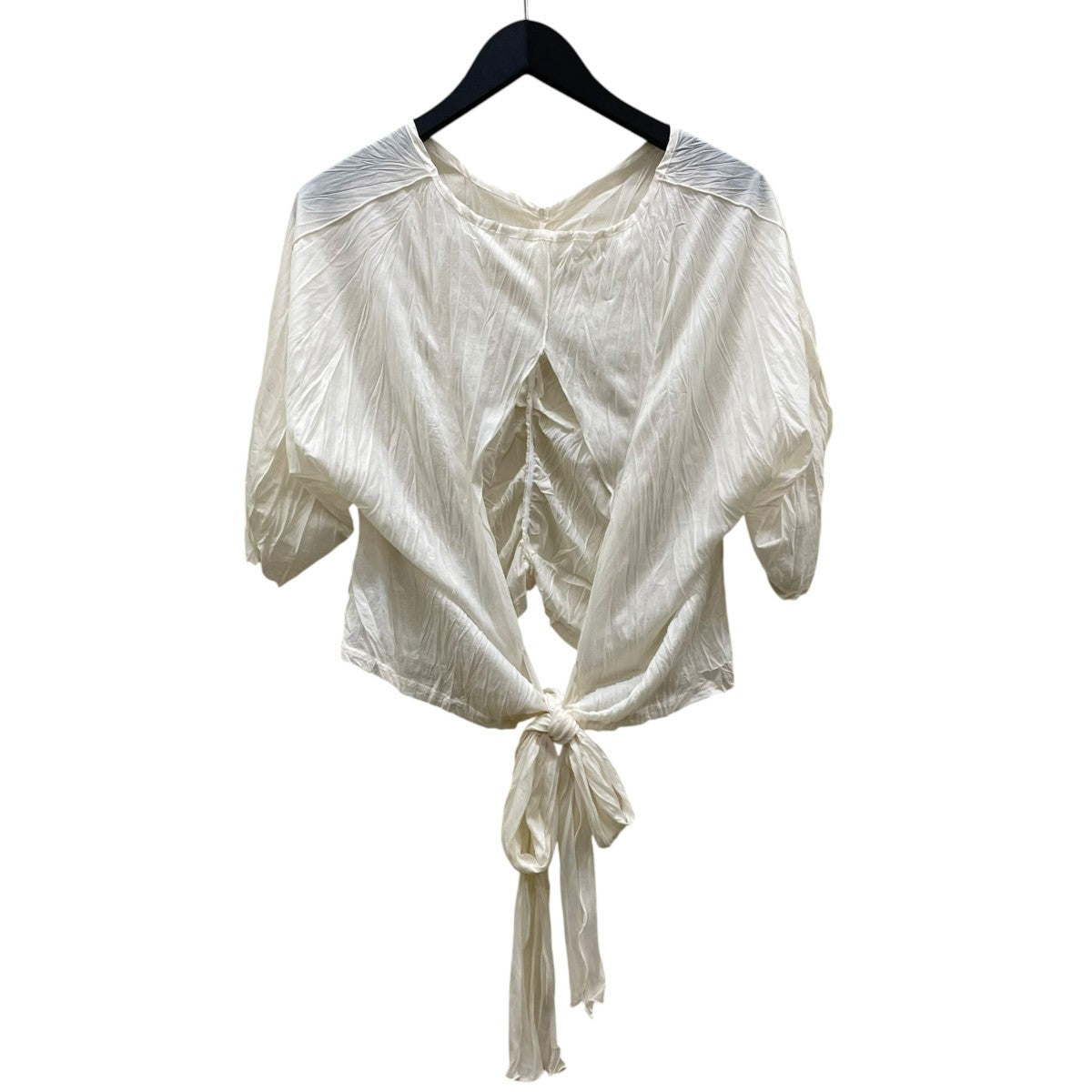 CRINKLE-FIN KNOT TOPSシワ加工 半袖ブラウス5KIE CRCL 0003