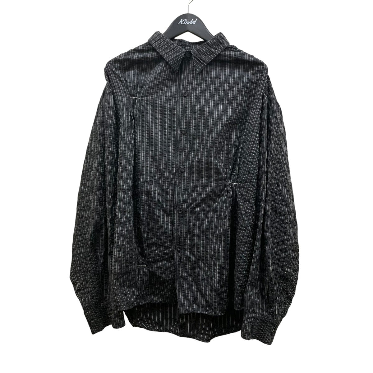 ストライプギャザーシャツ長袖シャツBO01SSSH0105BK