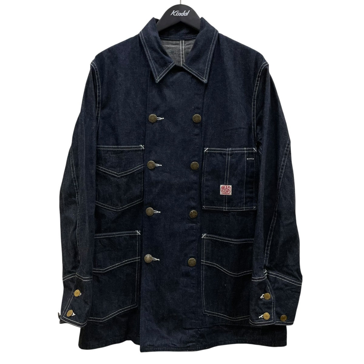 9．5oz． SPECIAL WEAVE DENIM DOUBLE BREASTED COATコットン デニムコートHD15844