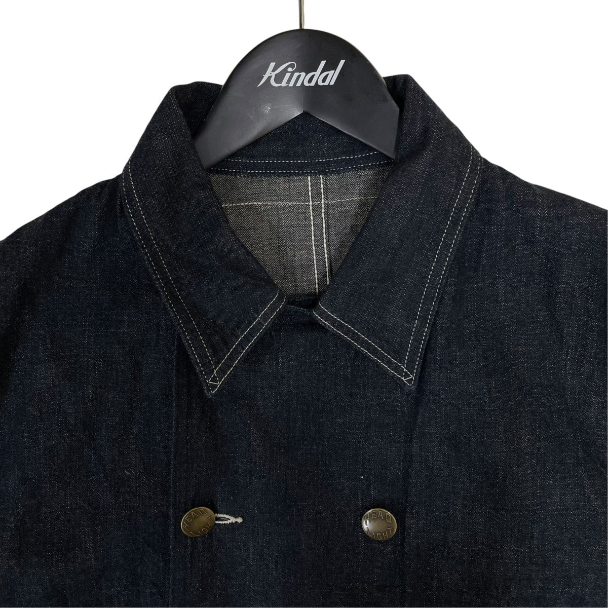 9．5oz． SPECIAL WEAVE DENIM DOUBLE BREASTED COATコットン デニムコートHD15844