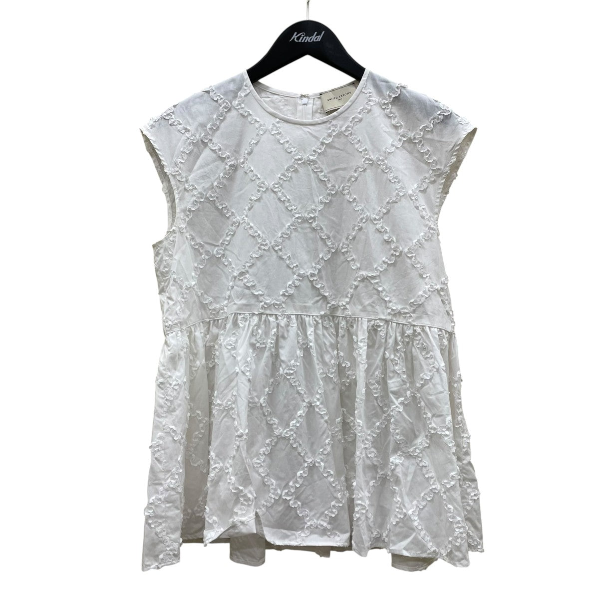 UNITED ARROWS エンブロイダリー フリル フレンチスリーブ ブラウスノースリーブブラウス15161620110 古着・中古-1枚目のアイテム画像