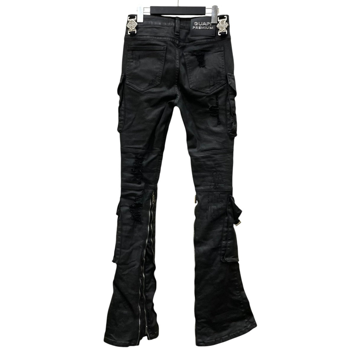 GUAPI BLACK OPS WAXED DENIMバイカーカーゴデニムパンツ フレアパンツ 古着・中古-2枚目のアイテム画像