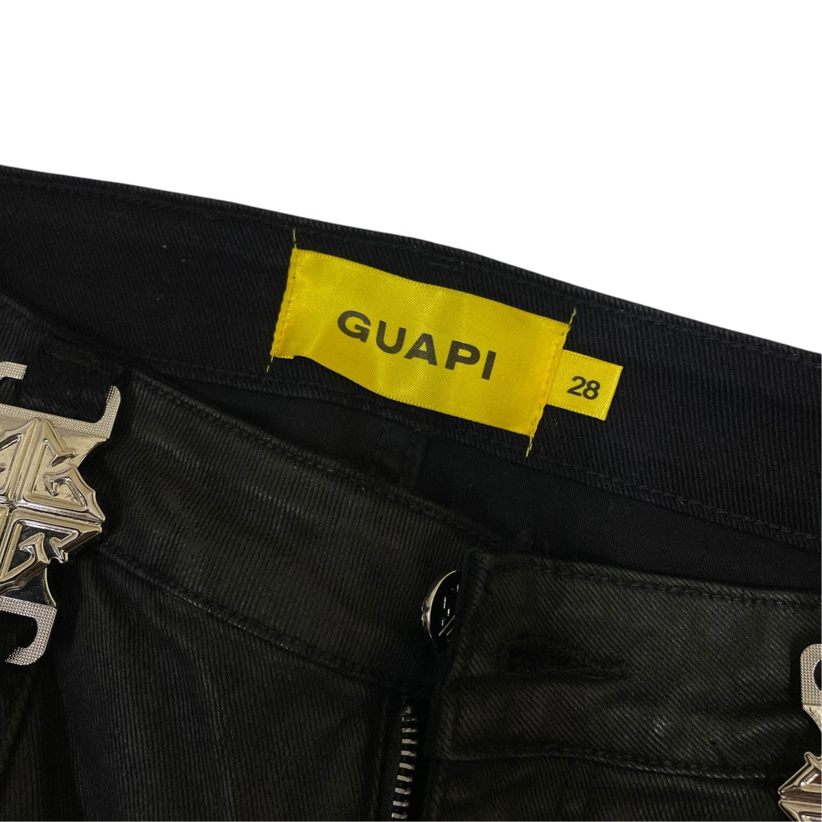 GUAPI BLACK OPS WAXED DENIMバイカーカーゴデニムパンツ フレアパンツ 古着・中古-6枚目のアイテム画像