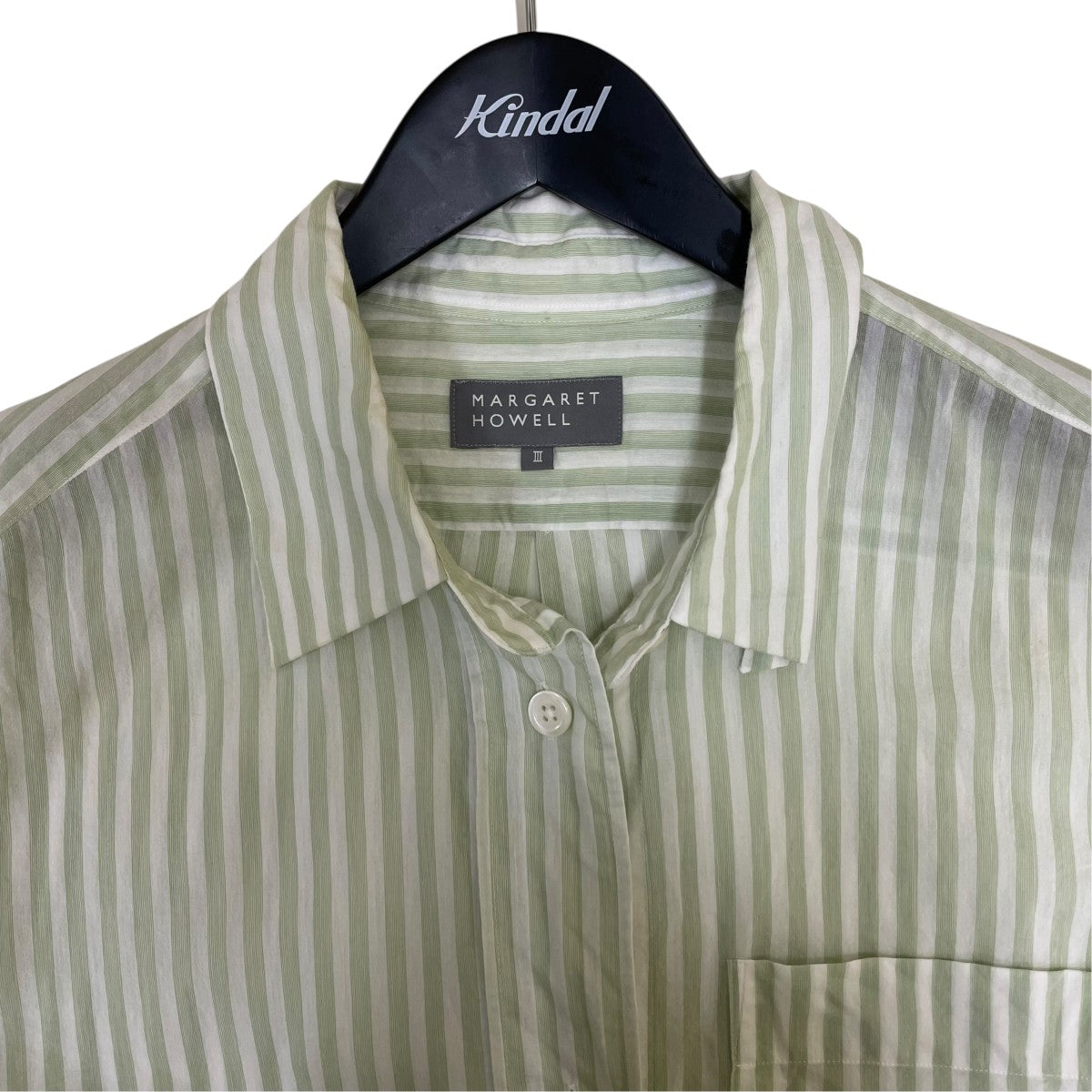 MARGARET HOWELL COTTON SILK STRIPEストライプ柄 長袖シャツ コットンシルクシャツ578 4153007 古着・中古-3枚目のアイテム画像