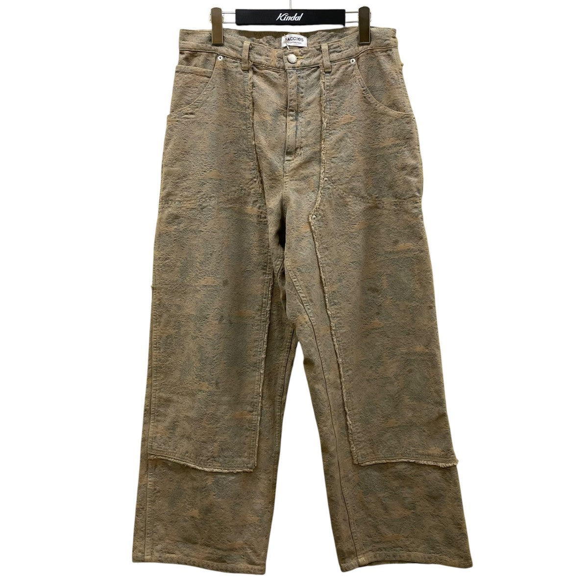 AGINGA DUCK DOUBLE KNEE PANTSエイジング加工 ダブルニー コットン ワイドストレートパンツF26S03001-1