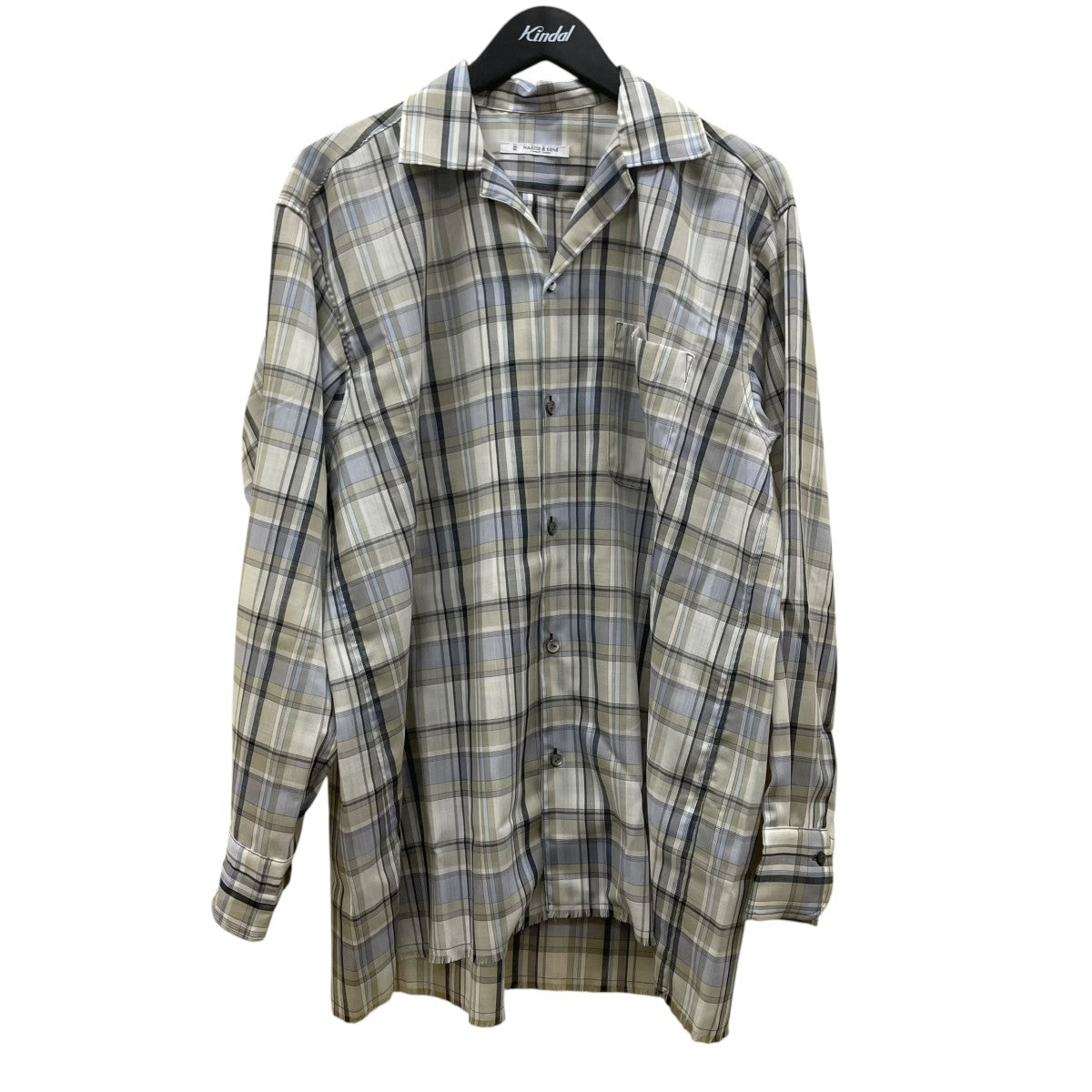 OPEN COLLAR フリンジ HWOOL CHECK長袖シャツMT6103-0611A