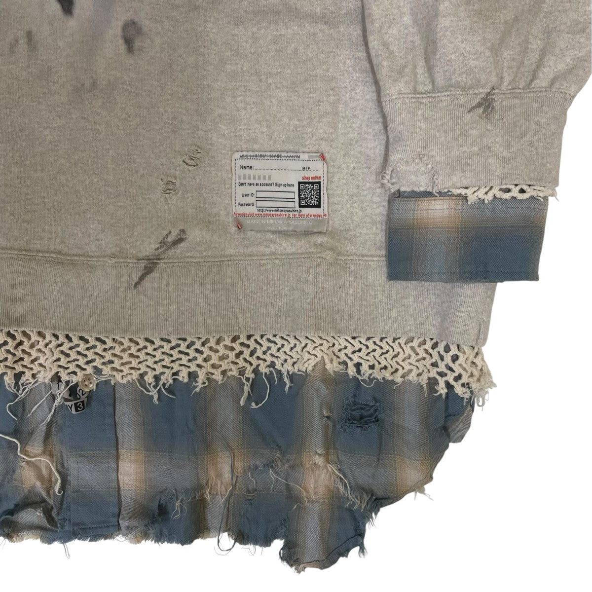 MIHARA YASUHIRO 24SSTRIPLE LAYERED PULLOVERトリプルレイヤード プルオーバー ダルメシアン再構築ドッキングスウェットA12PO572 古着・中古-4枚目のアイテム画像