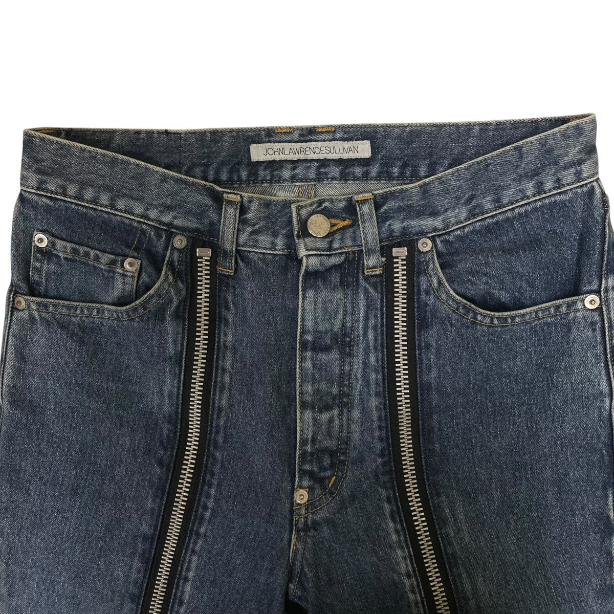 BLEACHED DENIM ZIPPED PANTSブリーチ加工 フロントジップ デニムパンツ コットンパンツ2A023-0321-56