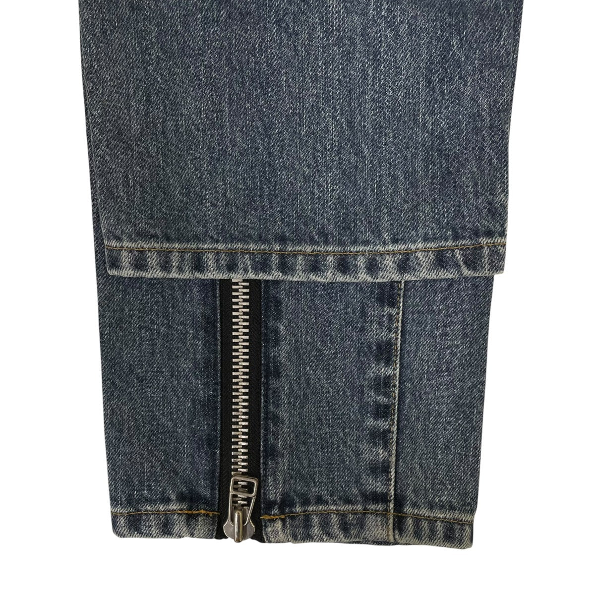 BLEACHED DENIM ZIPPED PANTSブリーチ加工 フロントジップ デニムパンツ コットンパンツ2A023-0321-56
