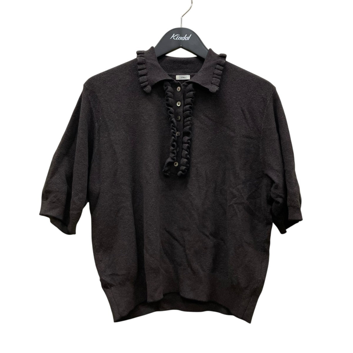IENA 26AWコットンカシミヤ フリルプルオーバー半袖ポロシャツ26080900165030 古着・中古-1枚目のアイテム画像