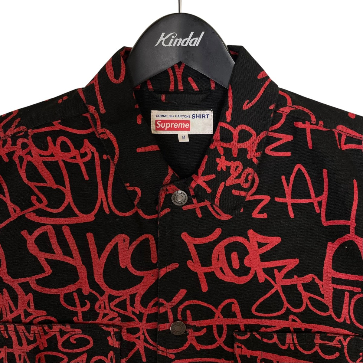 COMME des GARCONS SHIRT×Supreme 18AWPainted Canvas Chore Coatロゴプリント コットン デニムジャケット 古着・中古-3枚目のアイテム画像