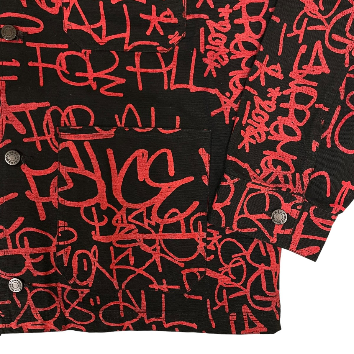 COMME des GARCONS SHIRT×Supreme 18AWPainted Canvas Chore Coatロゴプリント コットン デニムジャケット 古着・中古-4枚目のアイテム画像