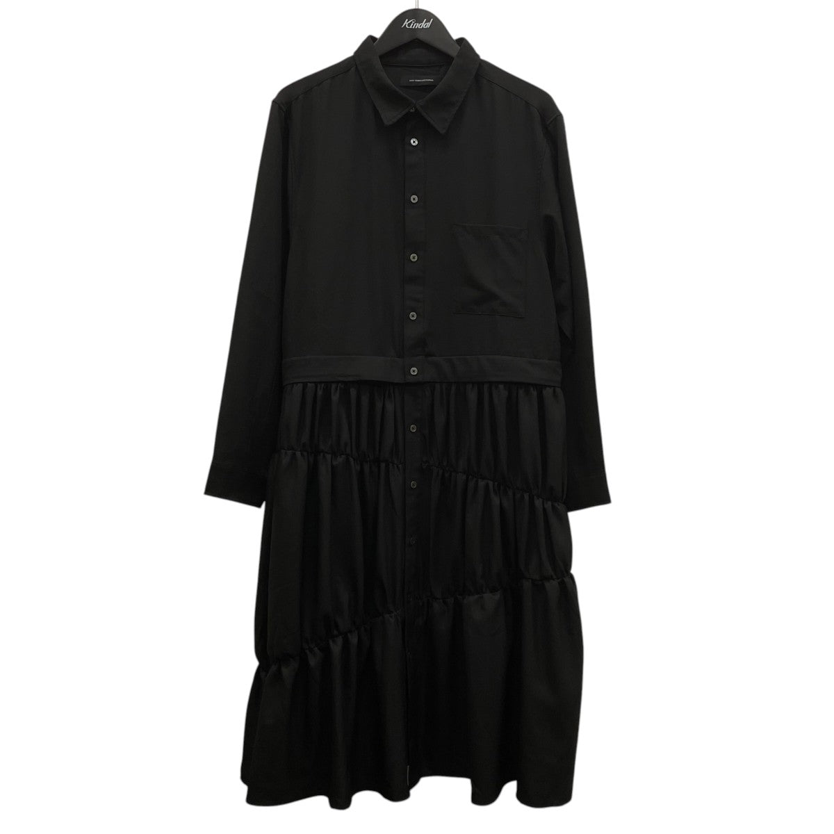 NOT CONVENTIONAL 長袖シャツワンピース ドレスN24-023-BLK 古着・中古-1枚目のアイテム画像