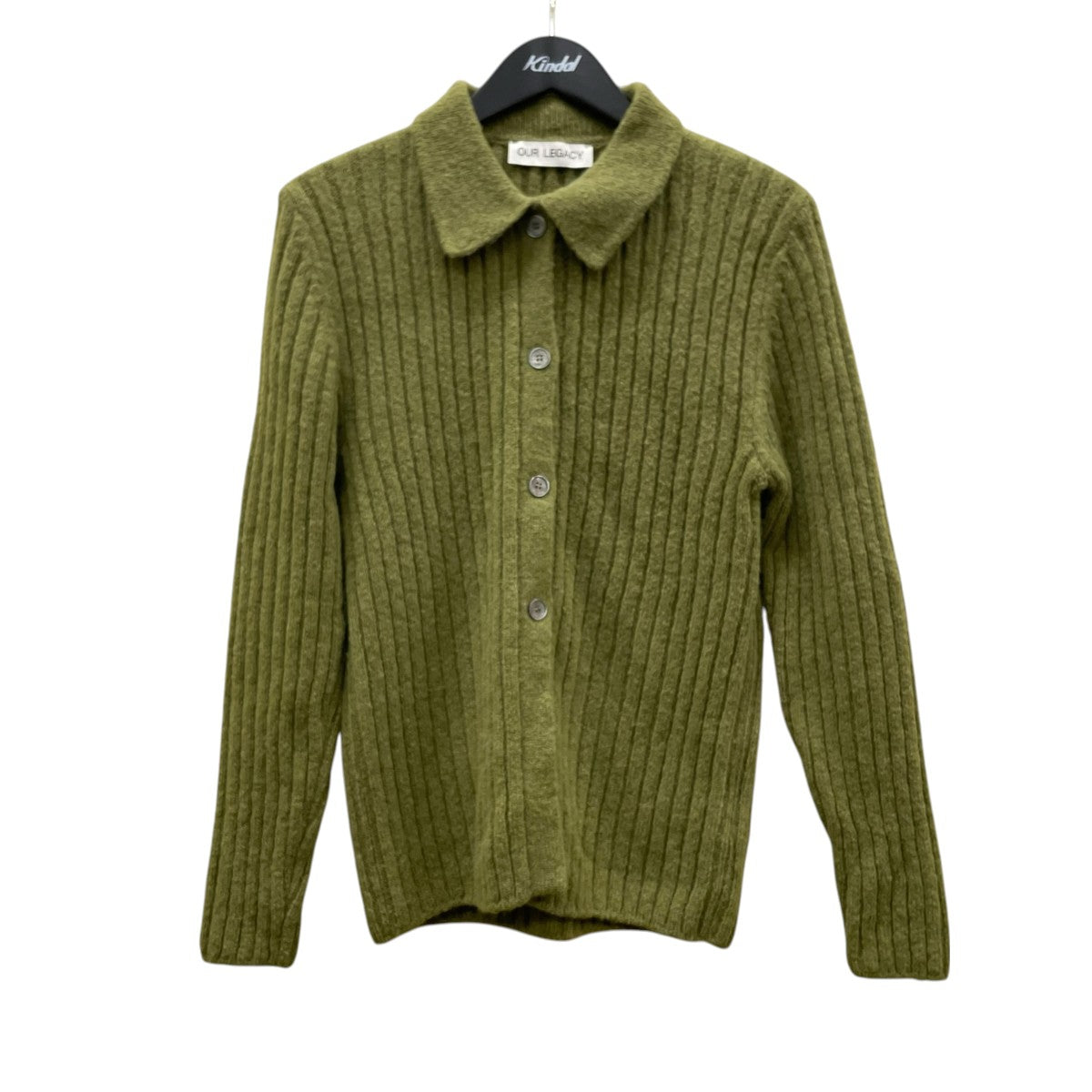 OUR LEGACY Fine Polo Alpaca Swamp GreenカーディガンW4223FS 古着・中古-1枚目のアイテム画像