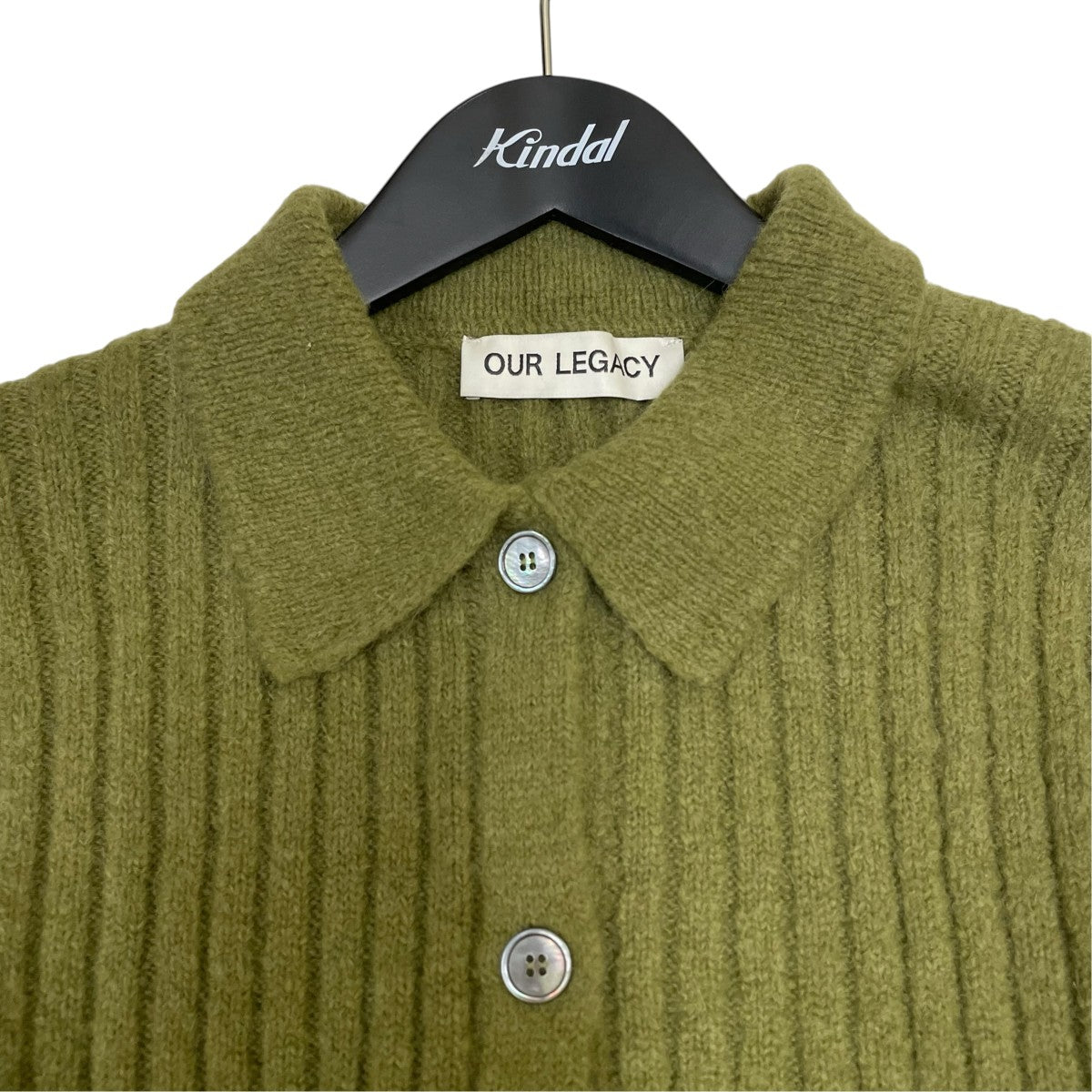 OUR LEGACY Fine Polo Alpaca Swamp GreenカーディガンW4223FS 古着・中古-3枚目のアイテム画像