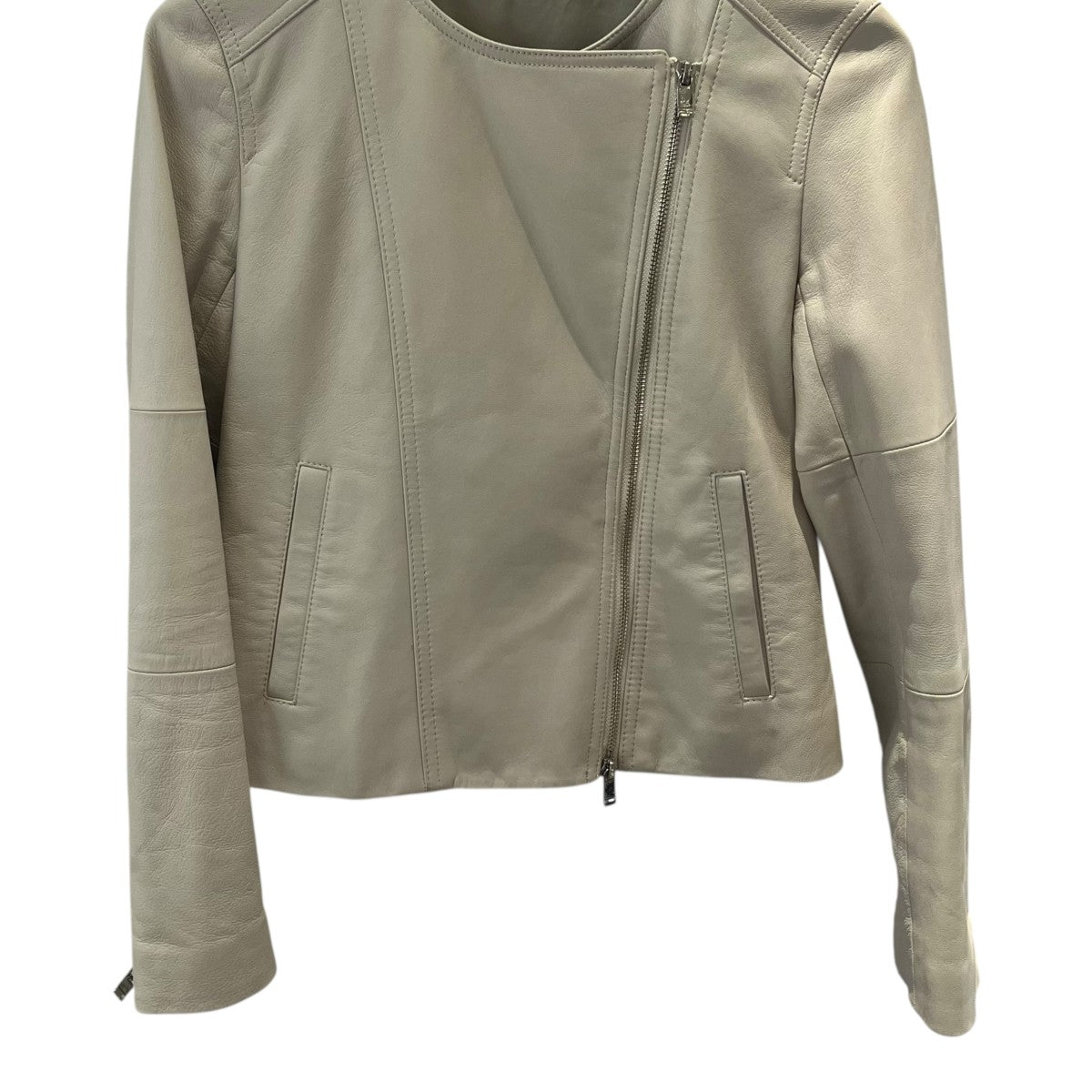 【極美品】ANAYI アナイ ノーカラー レザージャケット ジップ 羊革 38 ANAYI｜ラムレザーファスナー ジャケット | Rakuten Fashion