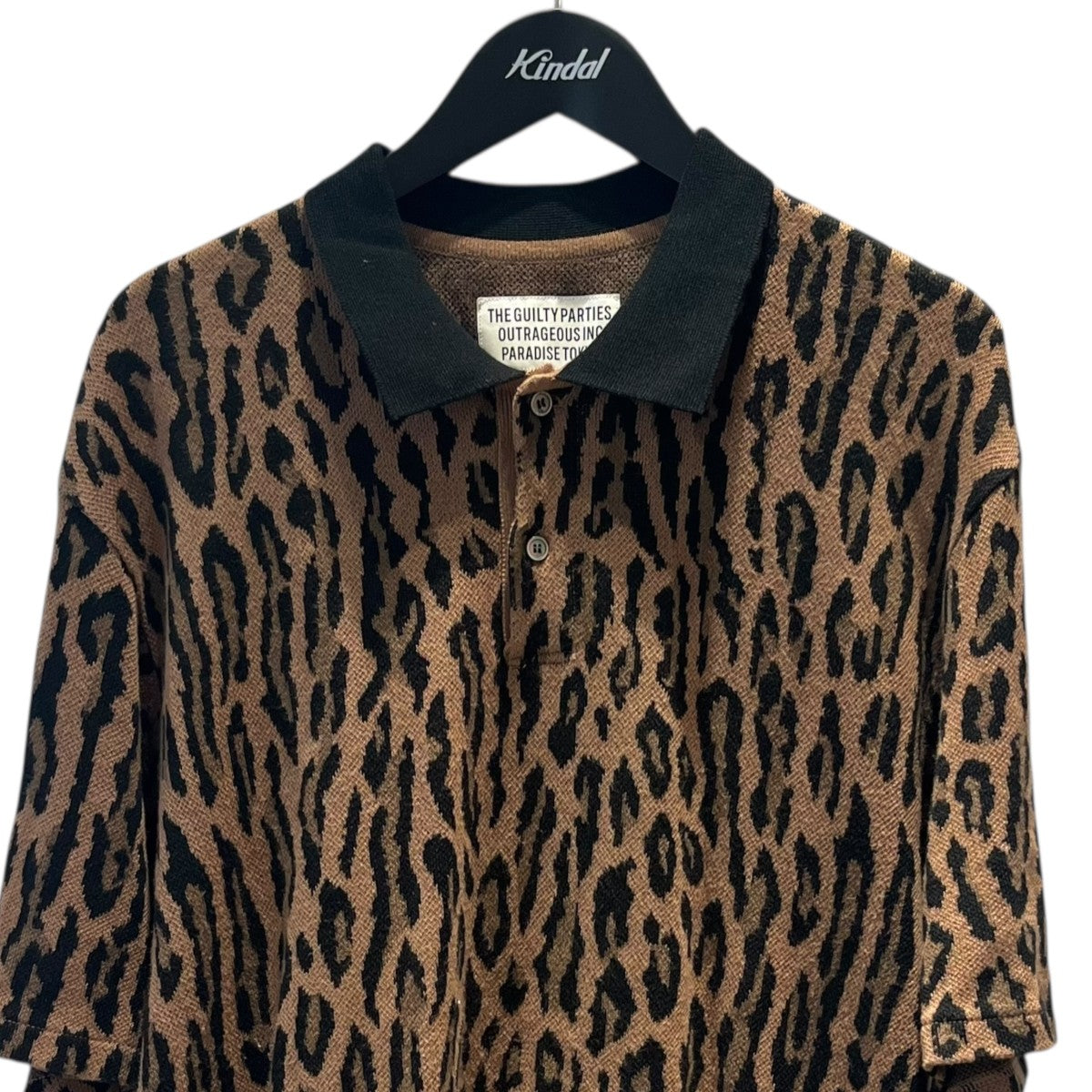 23SSLEOPARD KNIT JACQUARD POLO SHIRTニットポロシャツ