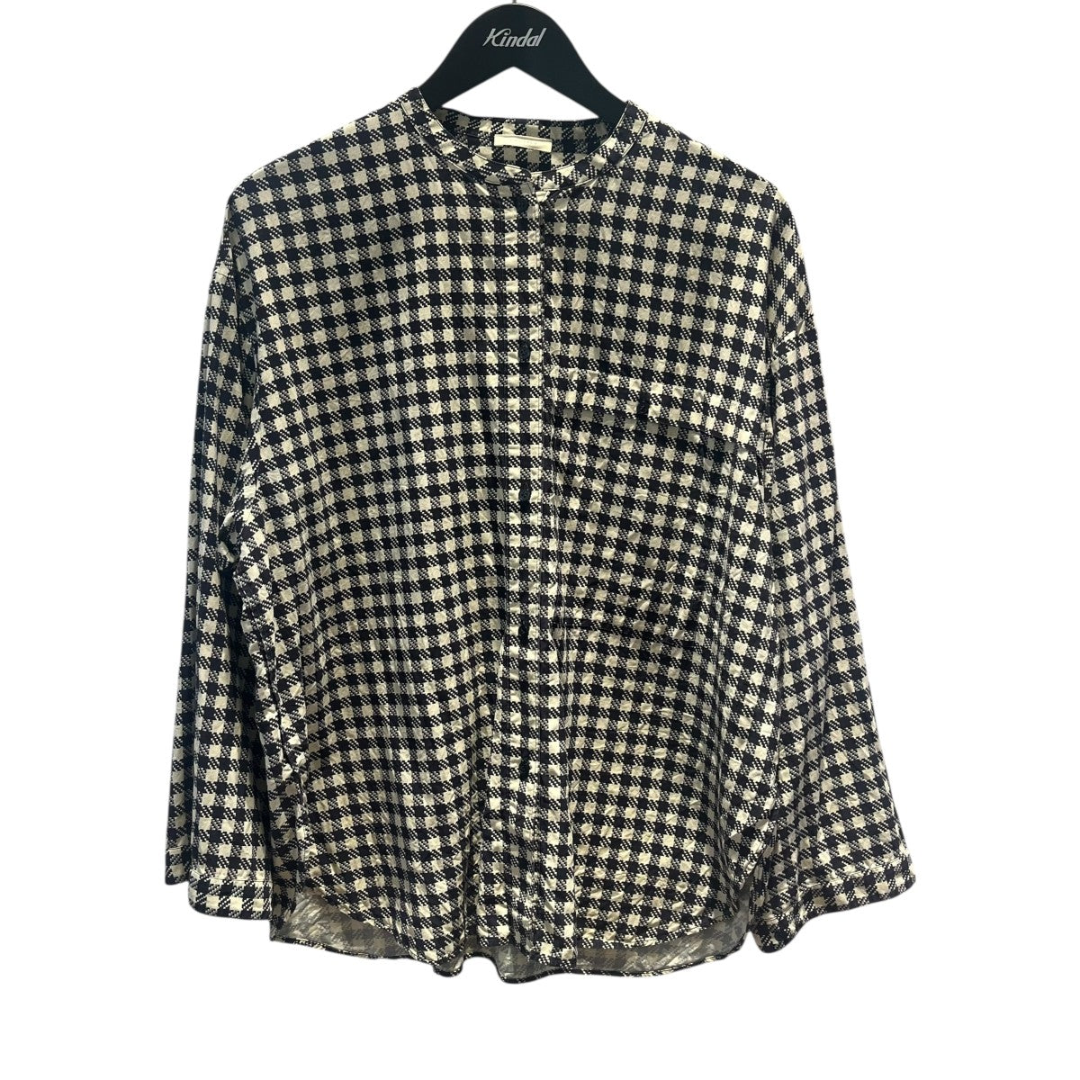 スパンシルクチェック クルーネックブラウス22-04-24-04013