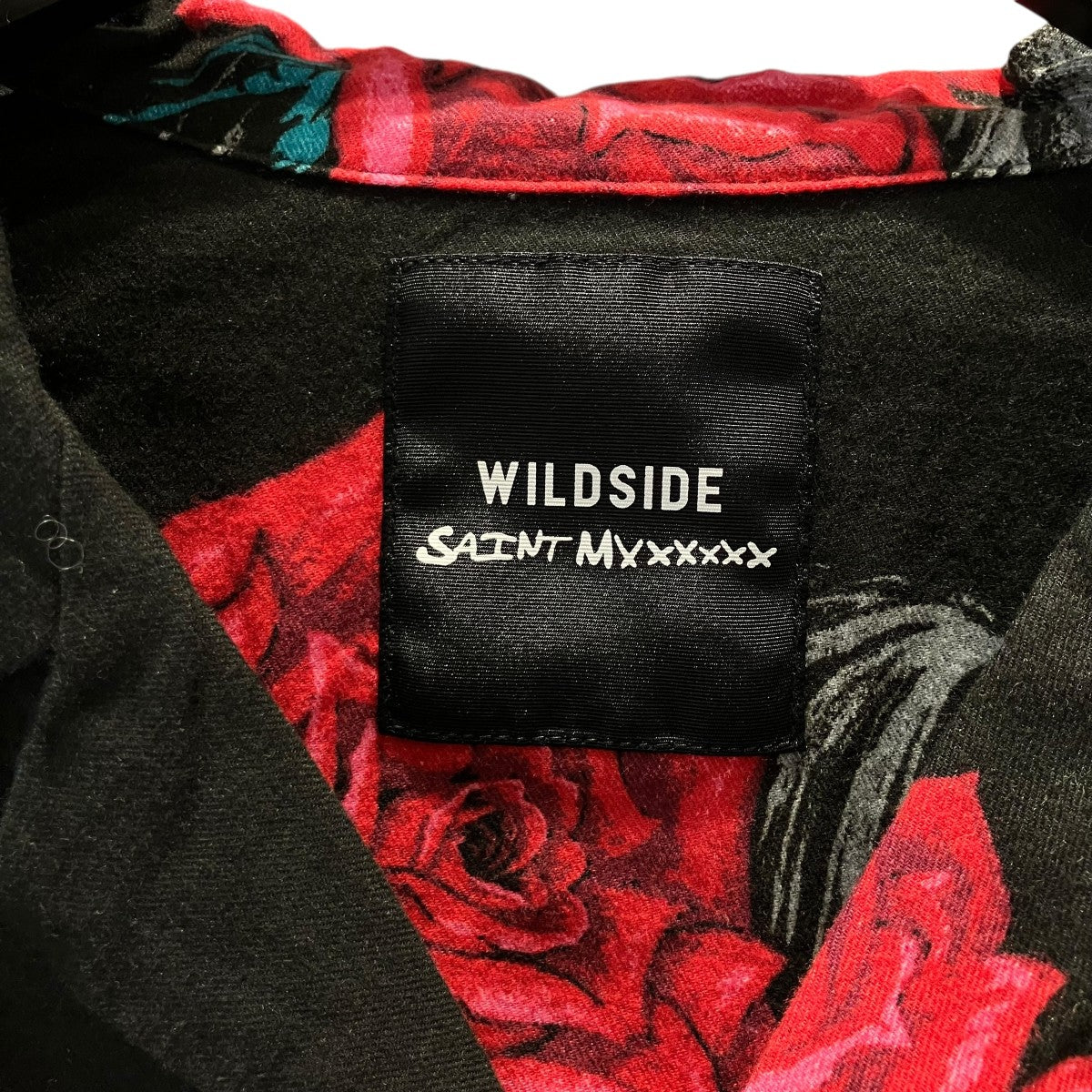 SAINT Mxxxxxxxx×WILDSIDE PAJAMA SHIRT総柄スカルローズ長袖シャツSZ-B01-018-1-03 古着・中古-5枚目のアイテム画像