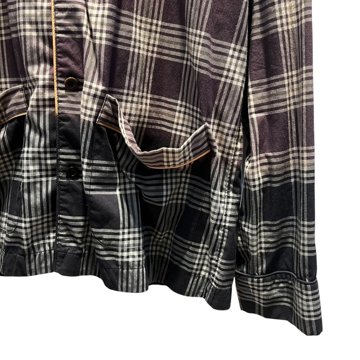sacai チェックシャツ21-02540M 21SS Plaid Overdye Jacket 古着・中古-4枚目のアイテム画像