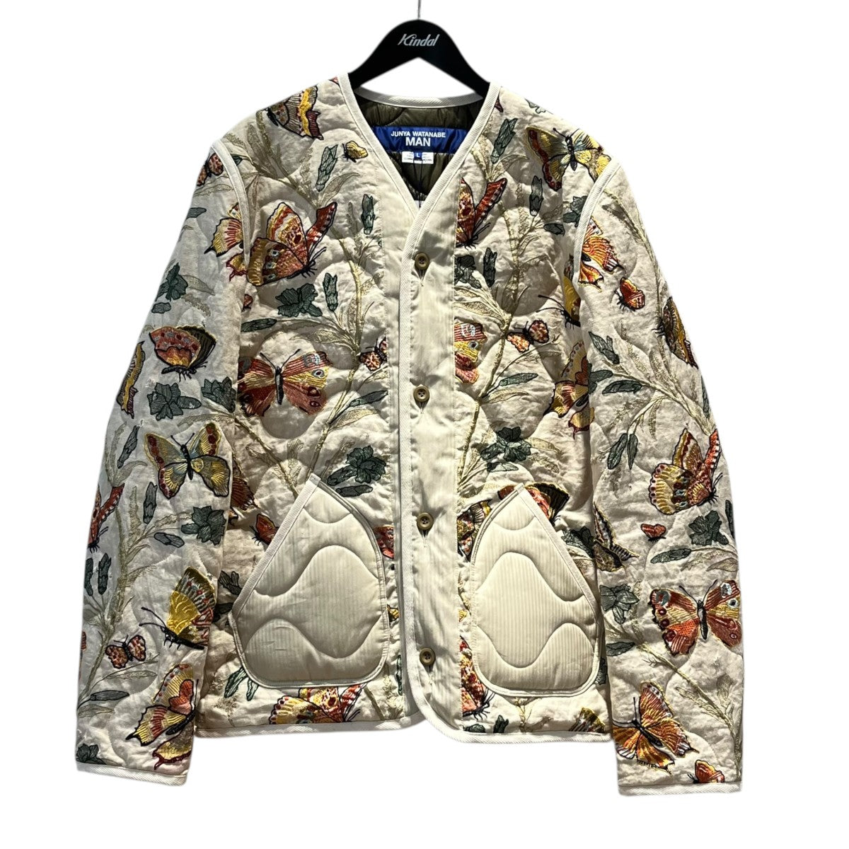 CDG JUNYA WATANABE MAN 26SS 綿麻ｳﾞｨｽｺｰｽ 本刺繍 蝶柄 ﾘﾊﾞｰｼﾌﾞﾙｼﾞｬｹｯﾄキルティングジャケットWQ-J026-051-1-4 古着・中古-1枚目のアイテム画像
