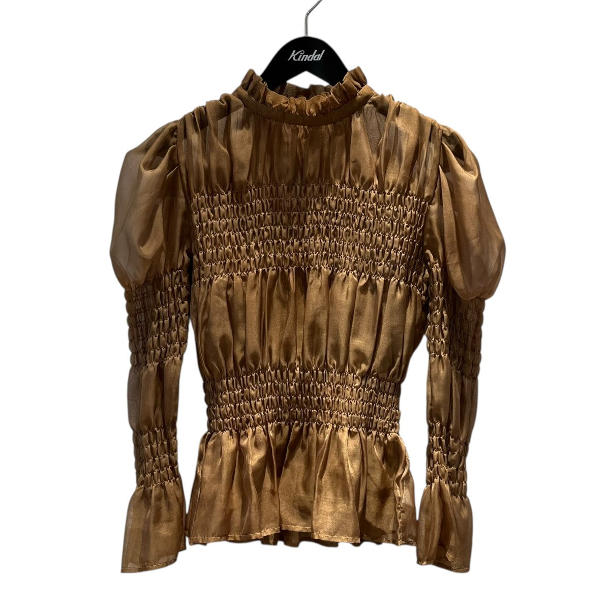 AMERI SHEER VOLUME SHIRRING TOPフリルカットソー01220480080 古着・中古-1枚目のアイテム画像