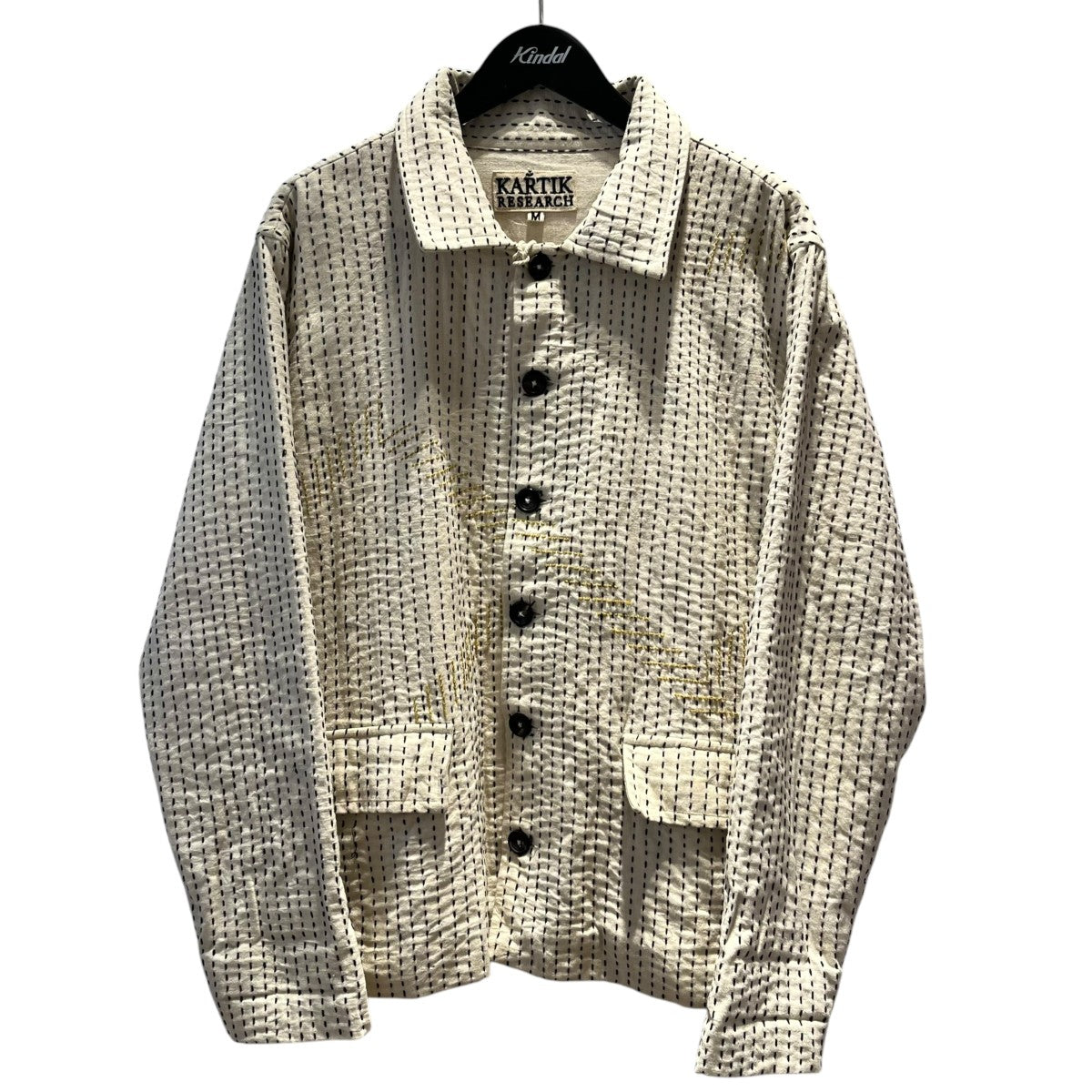 KARTIK RESEARCH Kantha ｸﾛｯﾌﾟﾄﾞｼﾞｬｹｯﾄストライプカバーオール 古着・中古-1枚目のアイテム画像