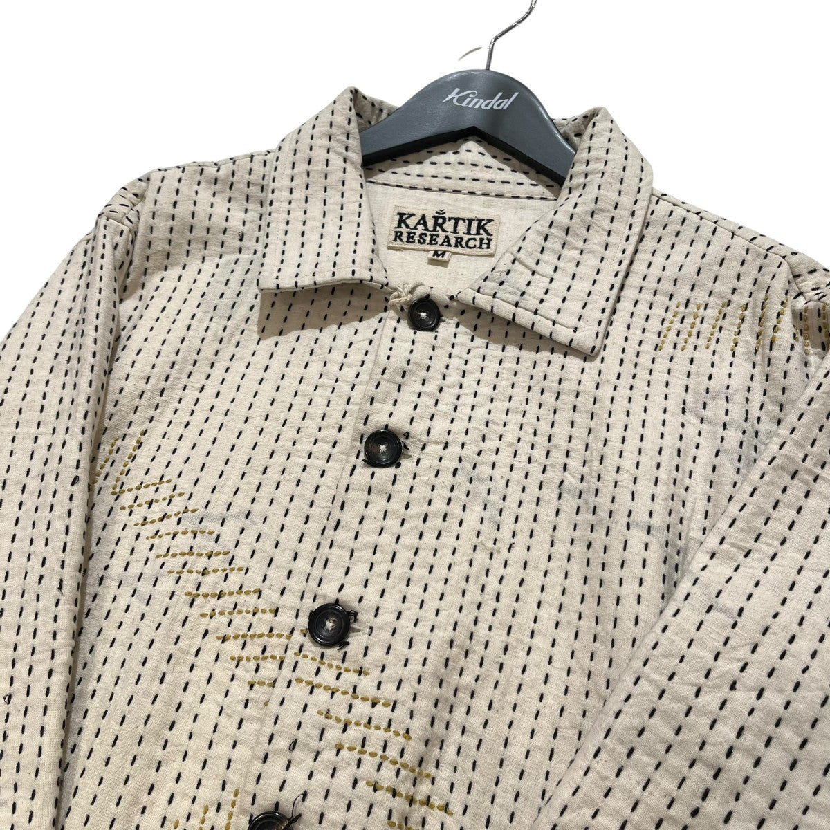 KARTIK RESEARCH Kantha ｸﾛｯﾌﾟﾄﾞｼﾞｬｹｯﾄストライプカバーオール 古着・中古-3枚目のアイテム画像