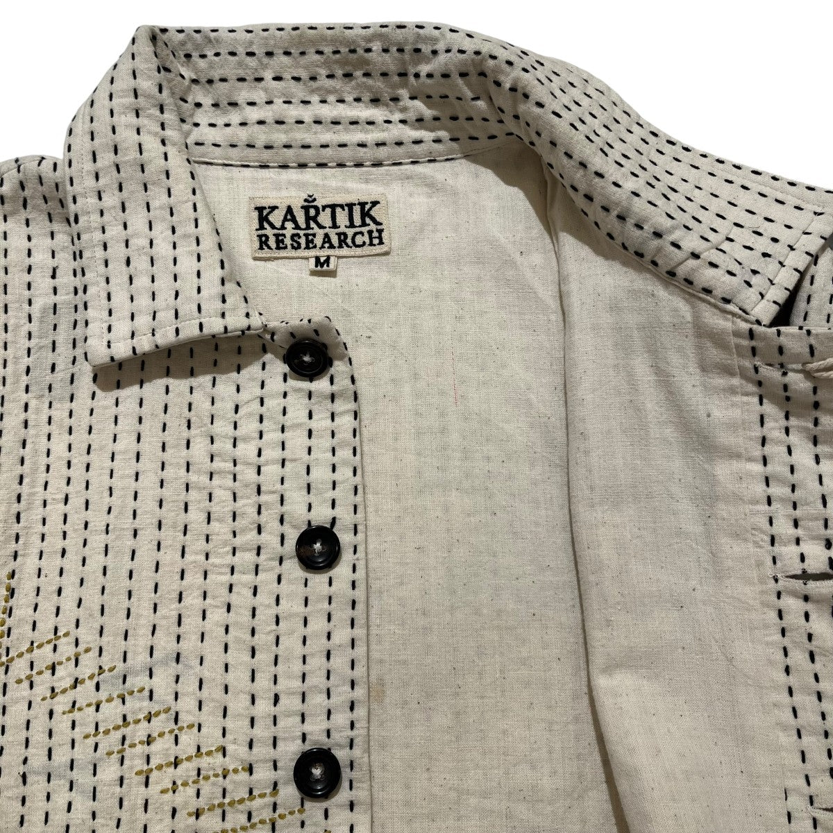 KARTIK RESEARCH Kantha ｸﾛｯﾌﾟﾄﾞｼﾞｬｹｯﾄストライプカバーオール 古着・中古-6枚目のアイテム画像