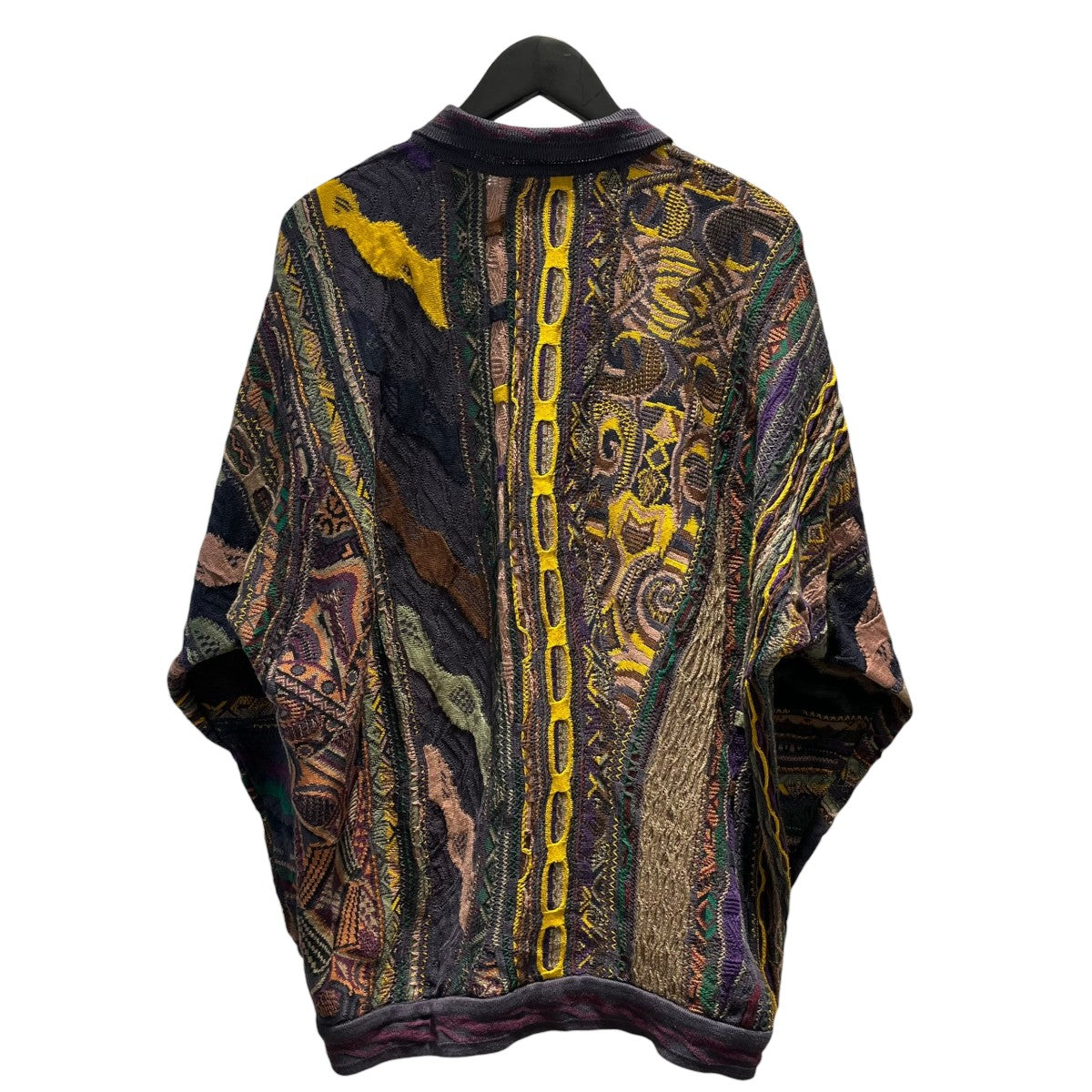 COOGI 総柄ニットポロシャツ3Dﾆｯﾄﾎﾟﾛｼｬﾂ 古着・中古-2枚目のアイテム画像