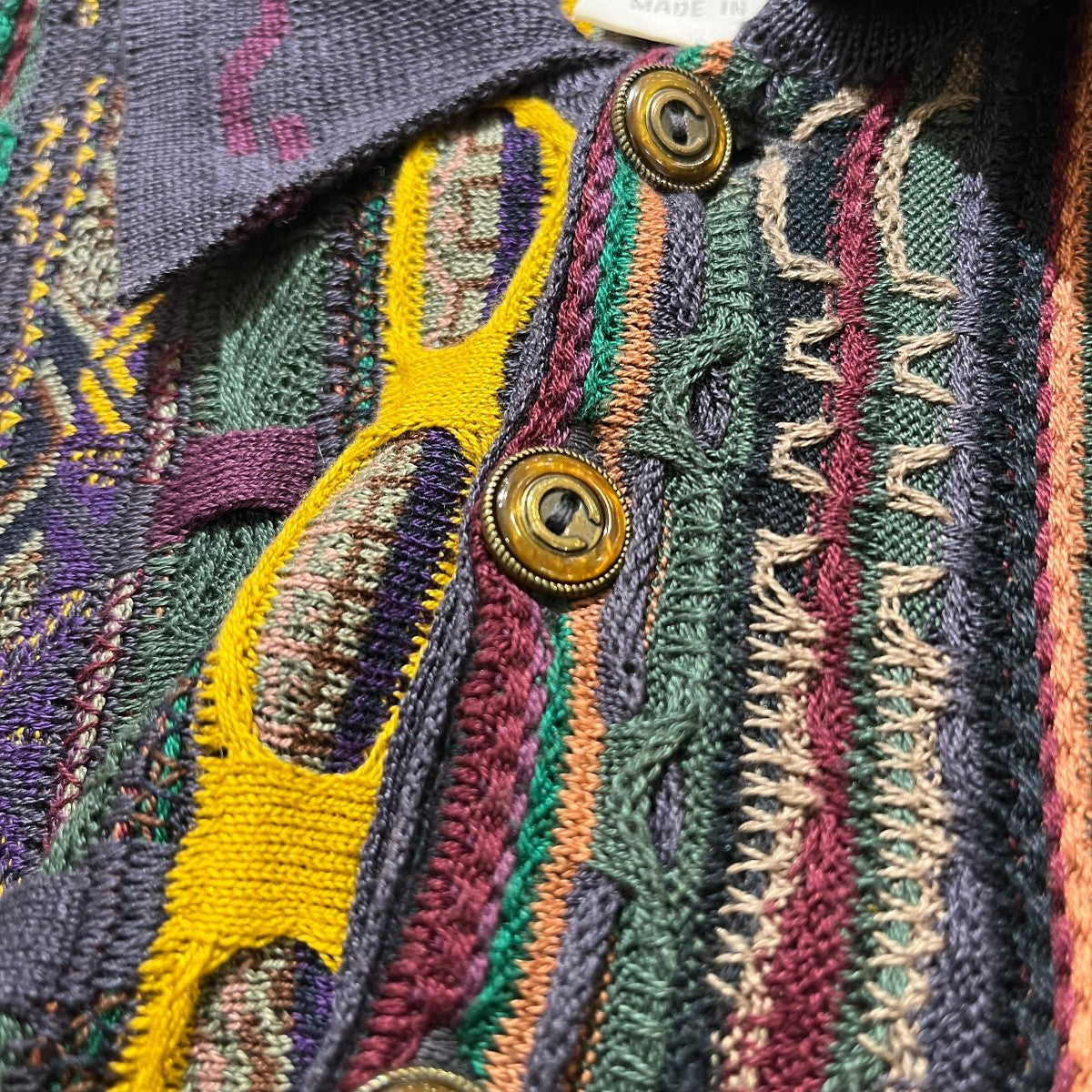 COOGI 総柄ニットポロシャツ3Dﾆｯﾄﾎﾟﾛｼｬﾂ 古着・中古-5枚目のアイテム画像