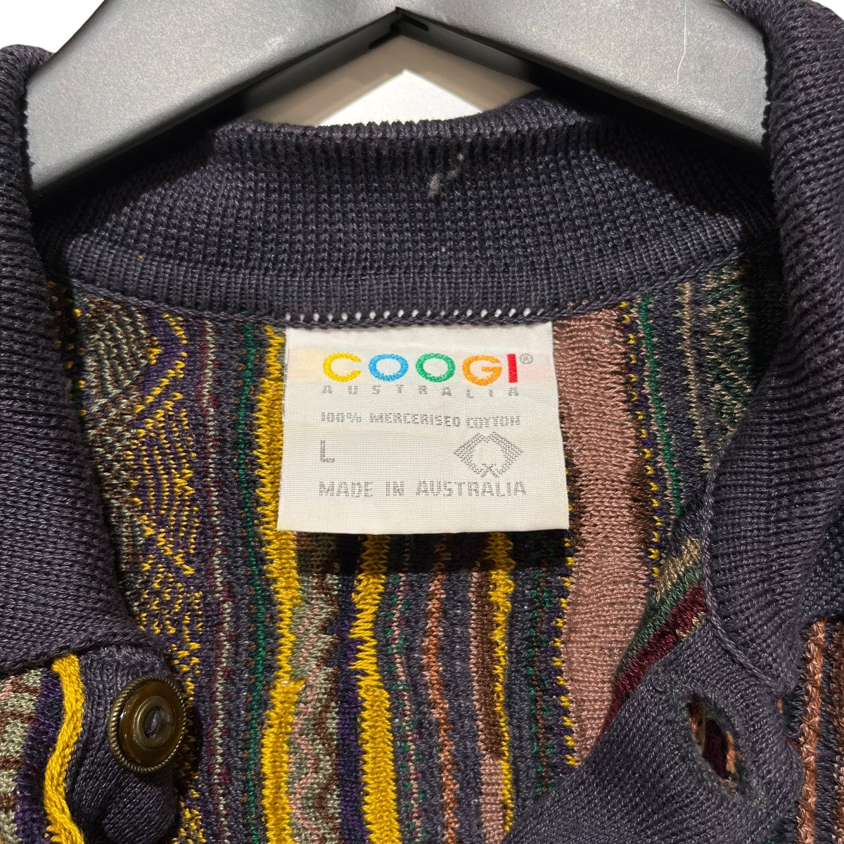 COOGI 総柄ニットポロシャツ3Dﾆｯﾄﾎﾟﾛｼｬﾂ 古着・中古-6枚目のアイテム画像