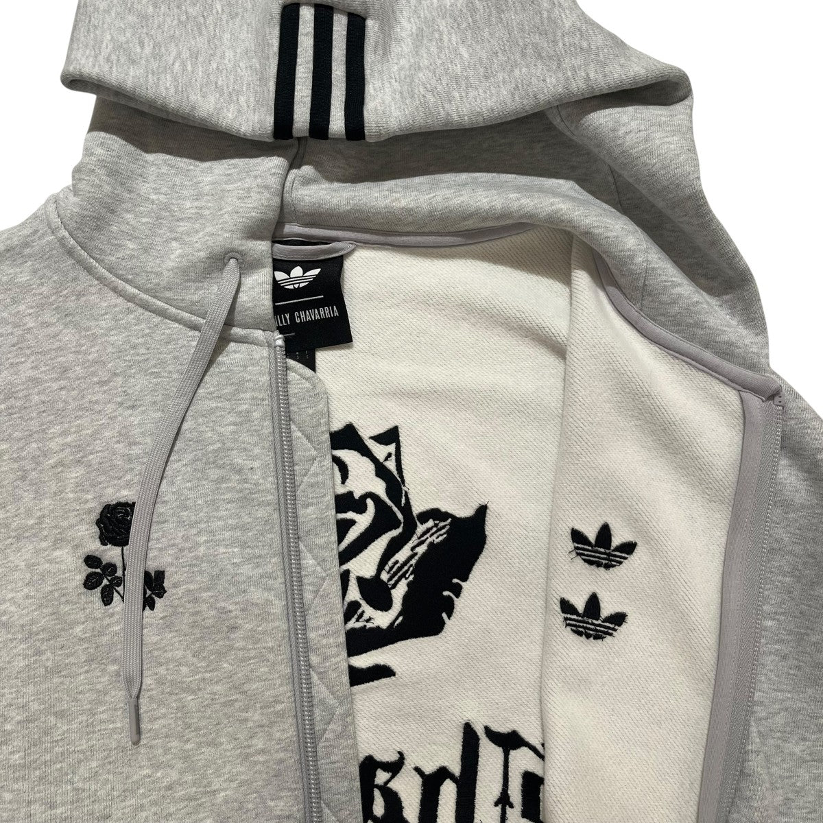 adidas×WILLY CHAVARRIA FULL ZIP LOGO HOODIEバラ刺繍ジップアップパーカーKV2250 古着・中古-5枚目のアイテム画像