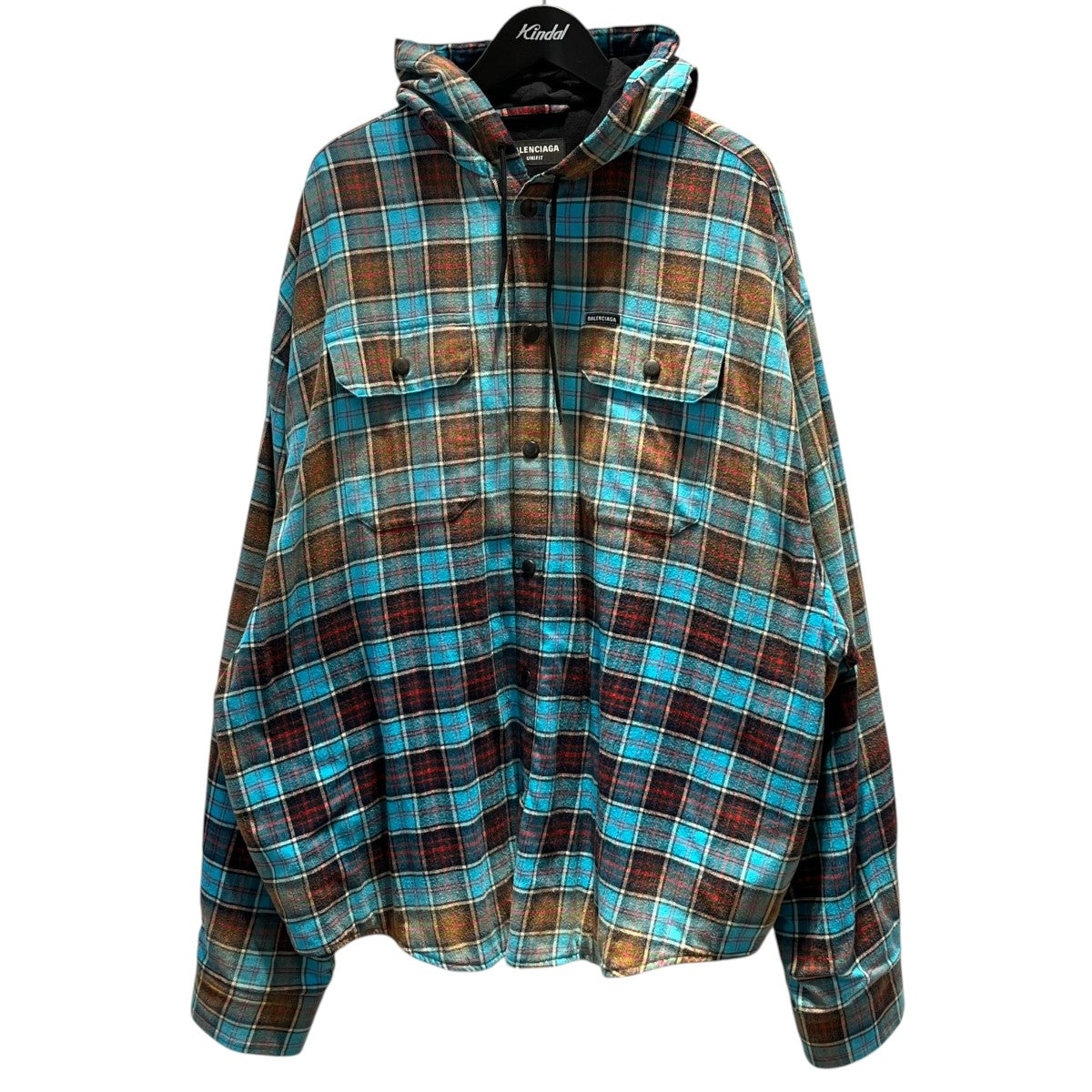 BALENCIAGA チェックシャツパーカー 古着・中古-1枚目のアイテム画像