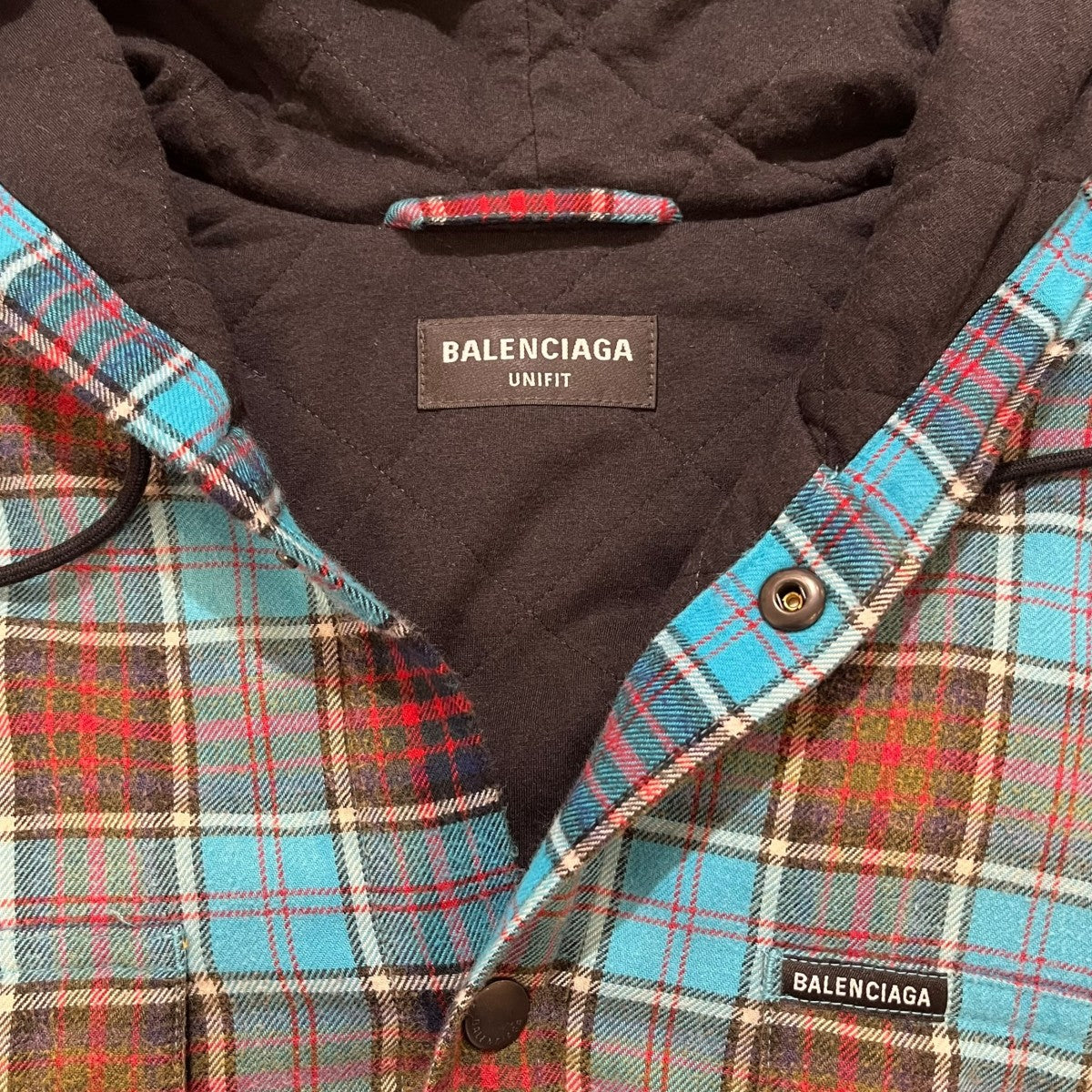 BALENCIAGA チェックシャツパーカー 古着・中古-3枚目のアイテム画像