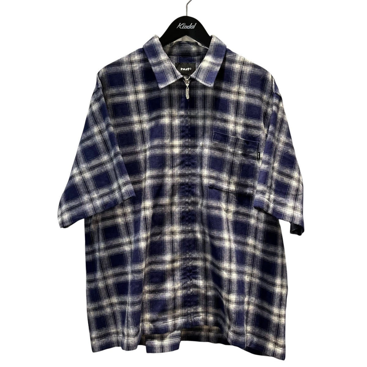 MISTY PLAID SHIRTチェックフルジップアップ半袖シャツ