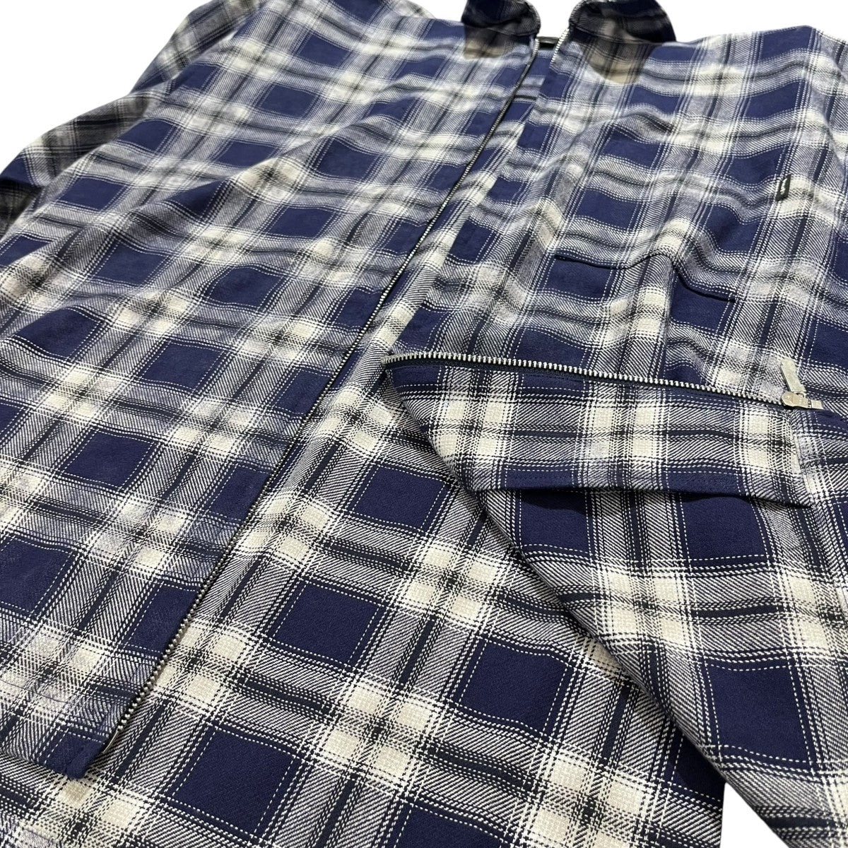 MISTY PLAID SHIRTチェックフルジップアップ半袖シャツ