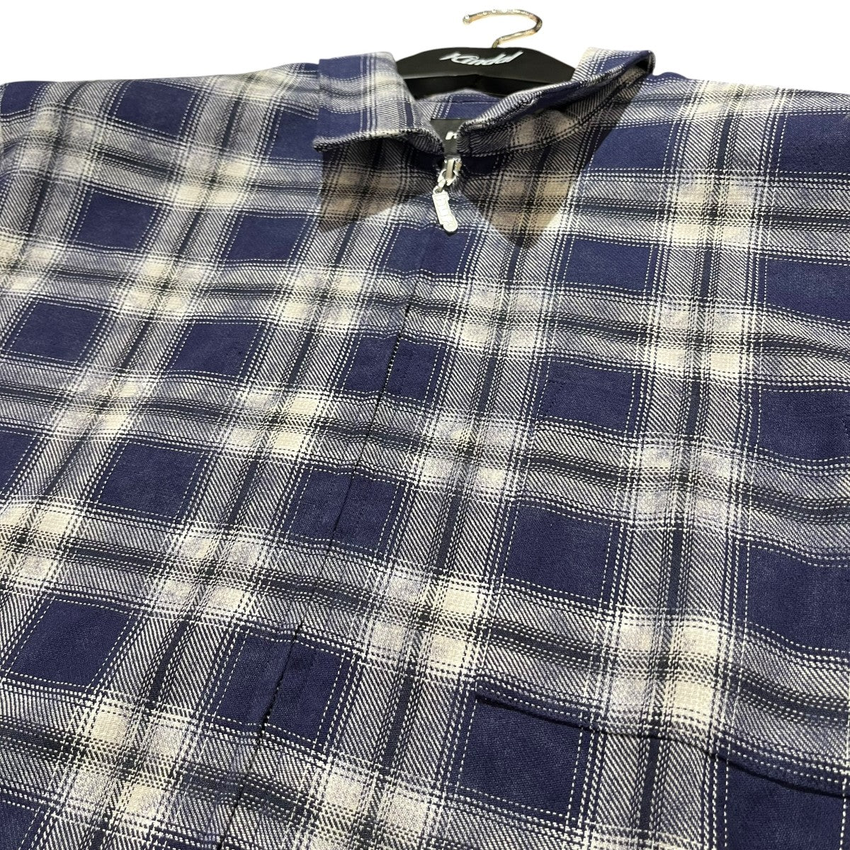 MISTY PLAID SHIRTチェックフルジップアップ半袖シャツ